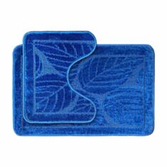 Набір килимків для ванної та туалету Dariana Econom Листя синій - фото