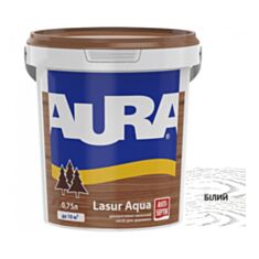Лазур декоративна Aura Lasur Aqua для захисту деревини біла 0,75 л - фото