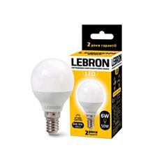 Лампа світлодіодна Lebron LED L-G45 6W E14 3000K 480Lm кут 220° - фото