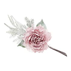 Штучна квітка BonaDi 832-151 Піон з зимовим декором 35 см рожева - фото
