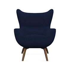 Кресло Челентано с деревянными ножками синее - фото
