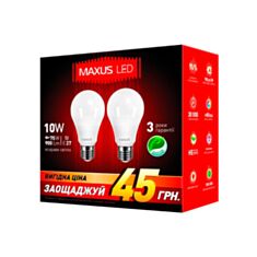 Лампа світлодіодна Maxus LED 2-LED-146 A60 10W 4100K 220V E27 AP 2 шт - фото