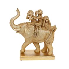Фигурка BonaDi SG37-850 Слон и обезьяны 27 см золотая - фото