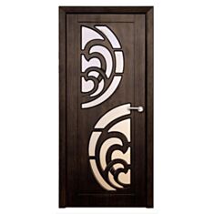 Межкомнатная дверь Неман Прибой остеклённая 600 мм тик - фото