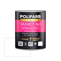 Емаль Polifarb Захист 3 в 1 антикорозійна біла 0,9 кг - фото