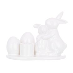 Подсвечник керамический BonaDi 733-594 Кролики 13*8,5*10 см белый - фото