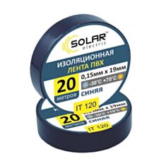 Изолента Solar IT120 ПВХ 20 м синяя - фото