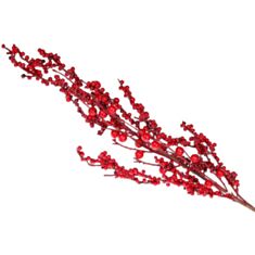 Декоративная новогодняя ветка с красными ягодами БД 901-002 65см - фото