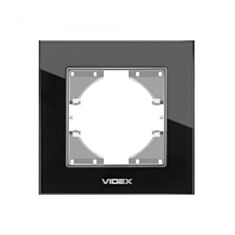 Рамка одномісна Videx Binera VF-BNFRG1H-B чорне скло - фото