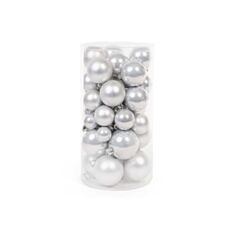 Набор елочных шаров пластиковых серебряные БД 147-133 40шт 3,4,5,6 см - фото