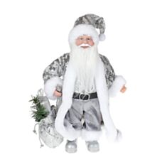 Новорічна іграшка Санта з мішком BonaDi NY14-513 срібна - фото