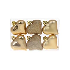 Набор елочных украшений Сердца BonaDi 47-043 6 шт 6 см золото - фото