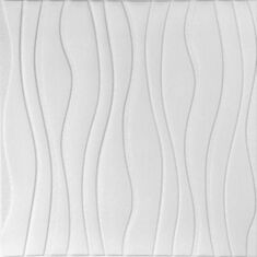 Самоклеюча панель Sticker Wall 160 600*600*6 мм хвиля біла - фото