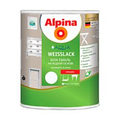 Емаль акрилова Alpina Aqua Weisslack GL 0,75 л глянцева біла - фото