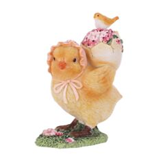 Статуэтка декоративная BonaDi Цыпленок с птичкой K07-477 9 см - фото