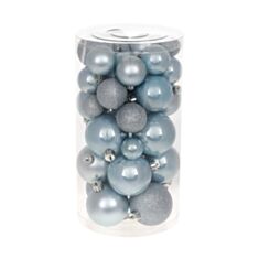 Набор елочных шаров BonaDi 47-038 3, 4, 5, 6 см 40 шт синий туман - фото