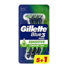 Бритва одноразова Gillette Blue Sensitive 3 леза 5+1 шт - фото