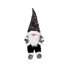 Іграшка новорічна м'яка Сидячий Гном з паєтками BonaDi 877-090 64 см чорна - фото