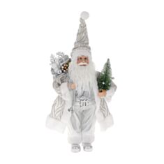 Новорічна іграшка Санта BonaDi NY44-139 45 см біла зі сріблом - фото