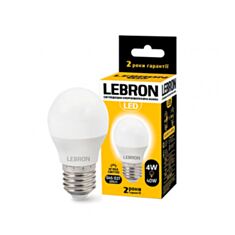 Лампа светодиодная Lebron LED L-G45 4W E27 3000K 320Lm угол 240° - фото