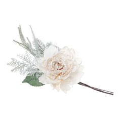 Штучна квітка BonaDi 832-150 Піон з зимовим декором 35 см кремова - фото