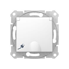 Розетка с заземлением Sedna SDN3100121 со шторками и крышкой белая - фото