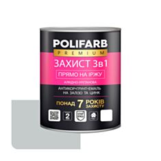 Эмаль Polifarb Защита 3 в 1 антикоррозионная светло-серая 0,9 кг - фото