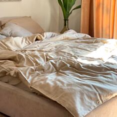 Комплект постельного белья Na Khmari элитный сатин Beige 200*220 см - фото