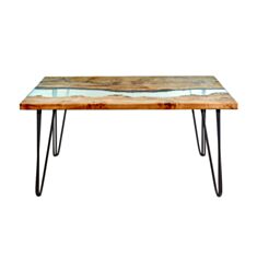Журнальный столик Wood and resin прозрачная зеленая заливка - фото