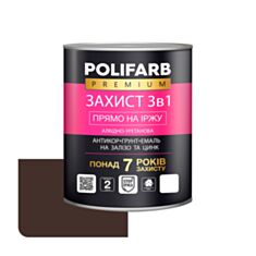 Емаль Polifarb Захист 3 в 1 антикорозійна коричнево-шоколадна 0,9 кг - фото