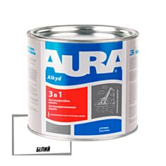 Грунт-емаль антикорозійна Aura 3 в 1 алкідна біла 0,8 кг - фото