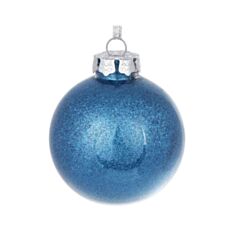 Игрушка на елку шар BonaDi 898-288 8 см синее с глиттером - фото