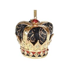 Іграшка на ялинку Царська корона BonaDi 838-275 8 см чорна з золотом - фото
