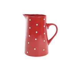 Глечик BonaDi 593-204 червоний керамічний білий горох 1л - фото