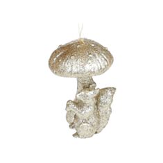Іграшка на ялинку Білочка з грибом BonaDi 829-335 7 см шампань - фото