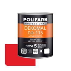 Эмаль алкидная Polifarb DekoMal ПФ-115 красная 0,9 кг - фото