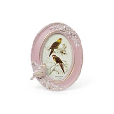 Фоторамка Птички овальная розовая золотая BonaDi 450-109 16*21 см - фото