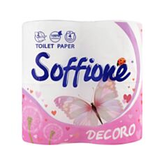 Бумага туалетная Soffione Dekor 4 шт розовый - фото