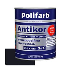 Эмаль Polifarb Защита 3 в 1 Antikor черная 0,9 кг - фото