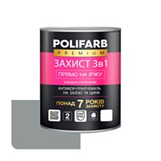 Емаль Polifarb Захист 3 в 1 антикорозійна сіра 0,9 кг - фото
