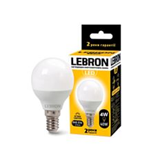 Лампа світлодіодна Lebron LED L-G45 4W E14 3000K 320Lm кут 240° - фото