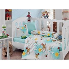 Комплект постельного белья Cotton Box Baby Ranforce Bambis Turquoise Bej 100*150 - фото