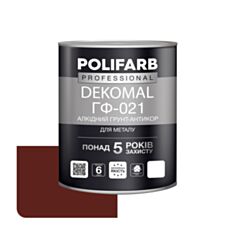 Грунтовка антикорозійна Polifarb DekoMal ГФ-021 червоно-коричнева 0,9 кг - фото