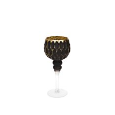 Підсвічник скляний BonaDi 527-742 30 см чорний з золотом - фото