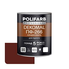 Эмаль алкидная Polifarb DekoMal ПФ-266 красно-коричневая 0,9 кг - фото