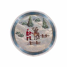 Салфетка гобеленовая Limaso ROUND723M-30D Рождество в Карпатах с кружевом 30 см - фото