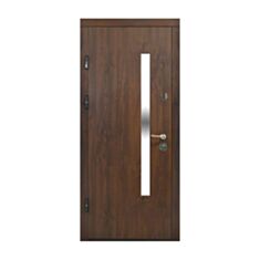 Двері металеві Міністерство Дверей Vinorit ПК-181 дуб темний скло 86*205 см ліві - фото