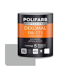 Емаль алкідна Polifarb DekoMal ПФ-115 світло-сіра 0,9 кг - фото