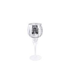 Підсвічник скляний BonaDi 527-770 30 см срібло антик - фото