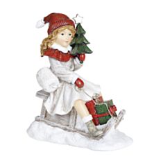 Декоративная статуэтка Девочка с елкой на санках BonaDi 707-855 22 см - фото